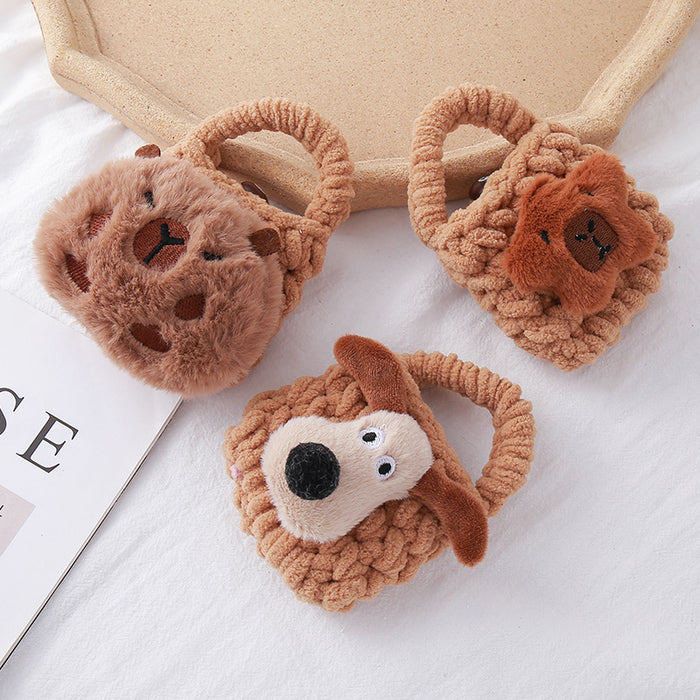 Wholesale Cartoon Cute Big Ear Dog Knitted Mobile Phone Bag Plush Dolphin Zero Wallet Earphones Mini Storage Bag