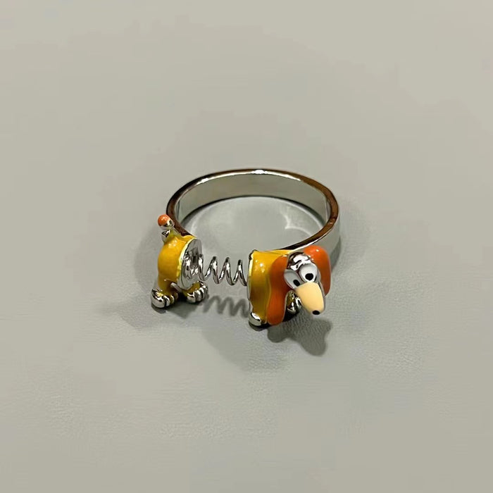 Wholesale Funny and cute spring dog ring, niche design, new versatile open-end ring
