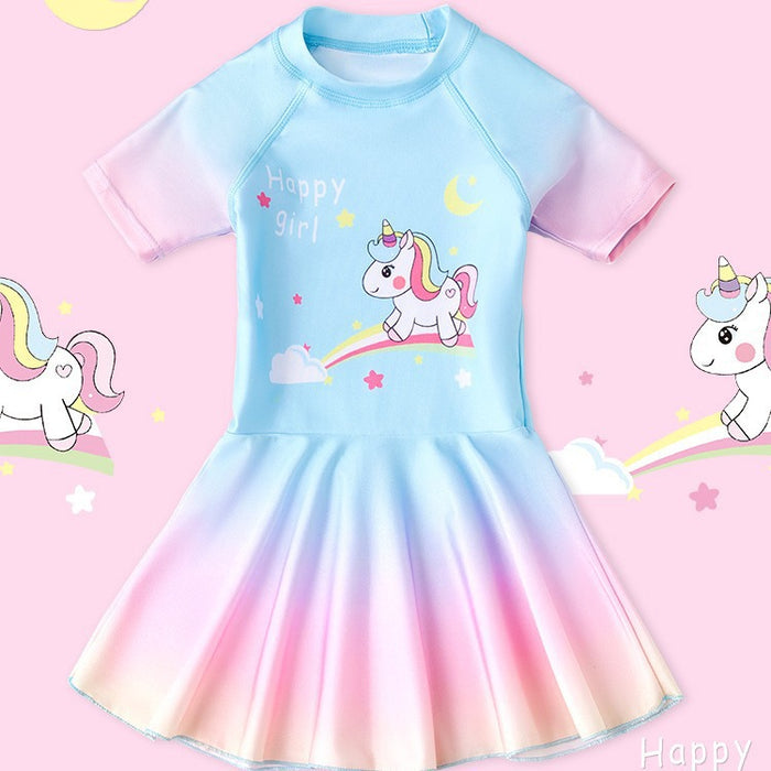 Wholesale Children's swimsuit, girls' one-piece cartoon skirt style swimsuit, women's swimsuit