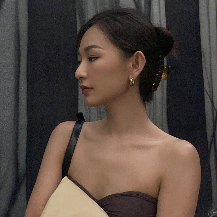 Wholesale Geometric square minimalist metallic earrings