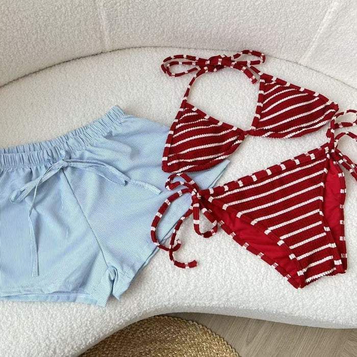 Wholesale Sexy bikini vacation beach loose striped shorts can be worn outside