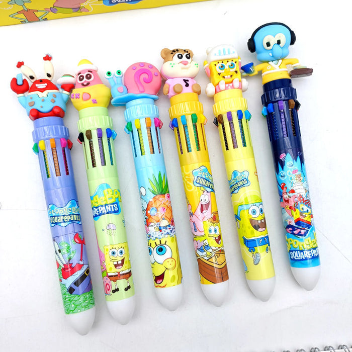 Wholesale Cartoon animal themed multi color pens ten color ballpoint pens