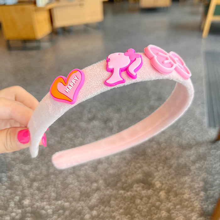 Wholesale Cute plush headband with letter elements for girls