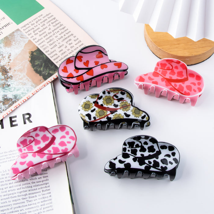 Wholesale Small heart,  sunflower,  cow pattern,  imitation acetate Hair Clips