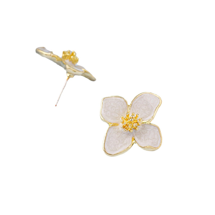 Wholesale Gardenia flower earrings, elegant geometric earrings, light luxury, niche high-end earrings