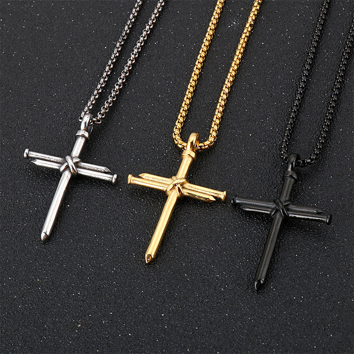 Wholesale Personalized nail cross titanium steel necklace street pendant accessory