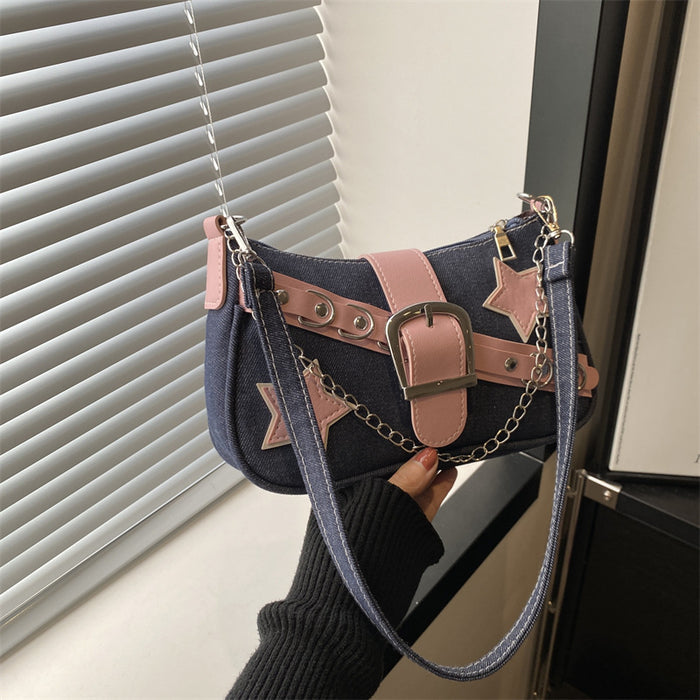 Wholesale Trendy and Sexy Casual Denim Chain Handheld Single Shoulder Underarm Bag