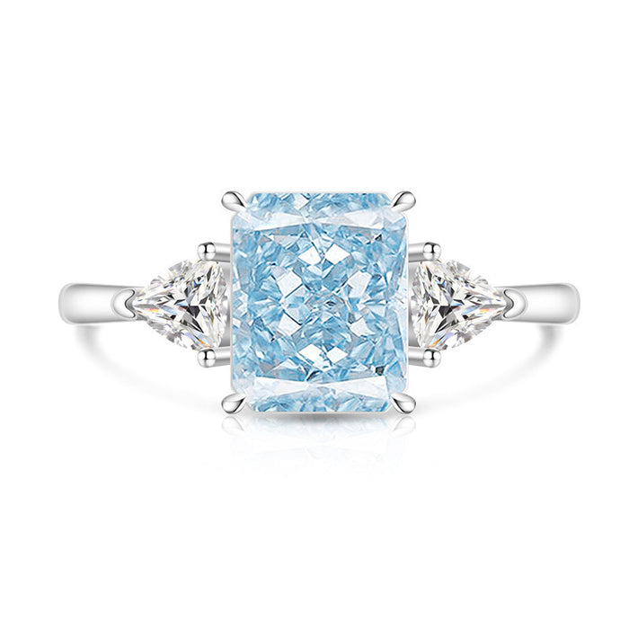 Wholesale Ice Flower Cut Square Ring Copper Real Gold Plating High Carbon Diamond Look Jewelry Accessory for Resale