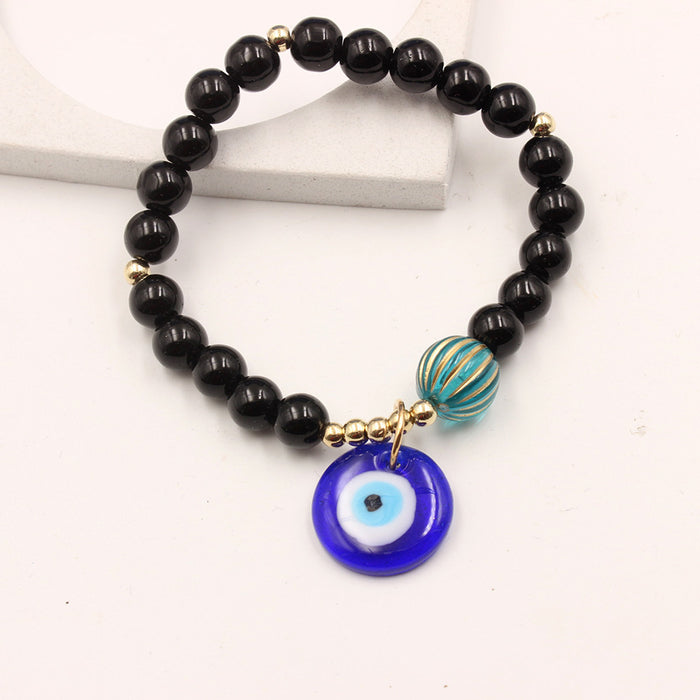 Wholesale Black crystal beads high-end men's bracelet with devil's eye bracelet
