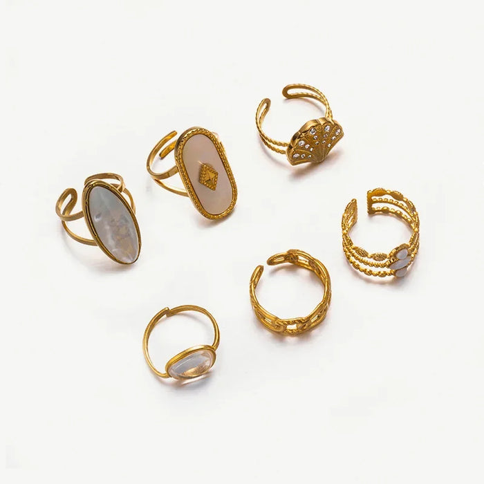 Wholesale Stainless steel shell ring with elegant and niche temperament, light luxury titanium steel ring