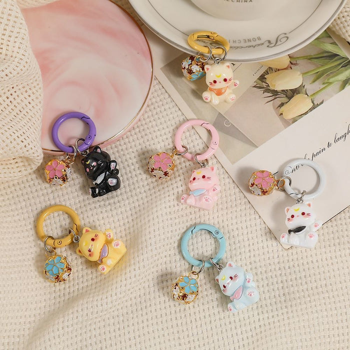 Wholesale Cute Cat Resin Phone Chain Keychain Cartoon Animal Bag Charm Gift For Girls Boutique Resale Accessory