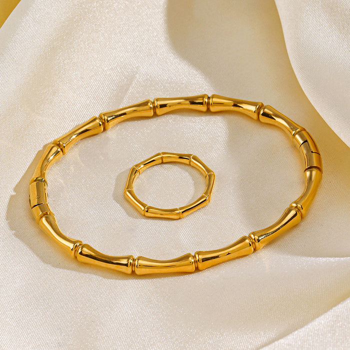 Wholesale women's Bracelet and rings bamboo joint suit titanium Stainless steel plated bamboo jewelry