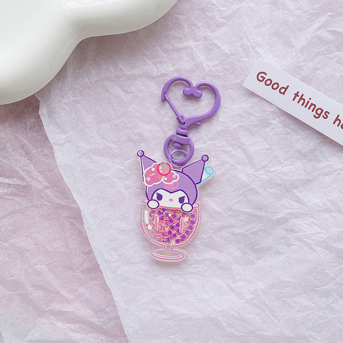 Wholesale quicksand sequins keychain