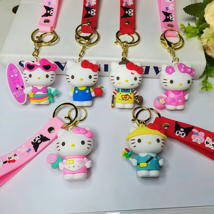 Wholesale Metal Cartoon Cat Keychain Gift Bag Charm for Birthday Business Gifts MOQ≥2