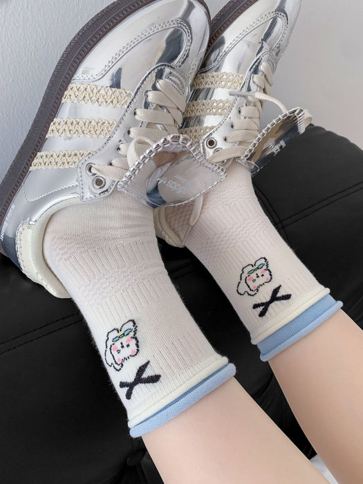 Wholesale Cartoon tube socks, cute pile socks, mesh breathable lace socks