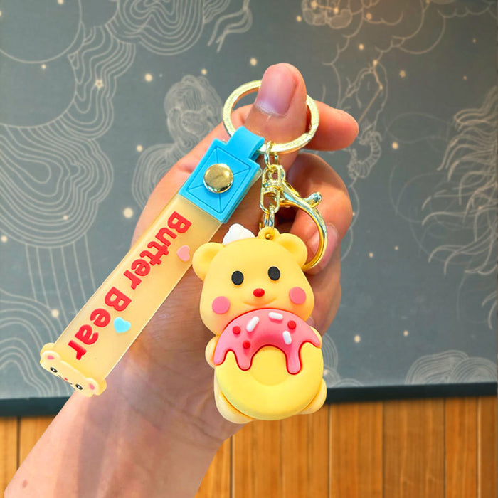 Wholesale Cartoon Silicone Butter Bear Doll Keychain JDC-KC-JuJi032