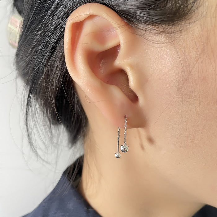 Wholesale Geometric double headed bead earrings with extremely simple and long chain tassel design