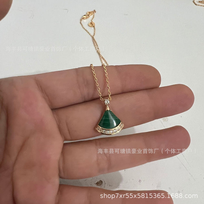 Wholesale  V gold high version small skirt necklace female white fritillary fan rose gold pendant clavicle chain