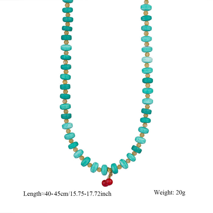 Wholesale Colorful natural stone necklace, niche design, women's handmade woven necklace