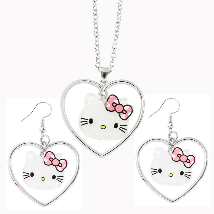 Wholesale cute cartoon character heart-shaped trendy necklaces and earrings.