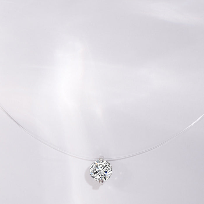 Wholesale Sterling silver necklace zircon pendant women's transparent clavicle chain