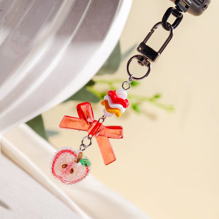 Wholesale Cartoon Fruit Beaded Charm Set - Electroplated Phone Bag Keychain Accessory