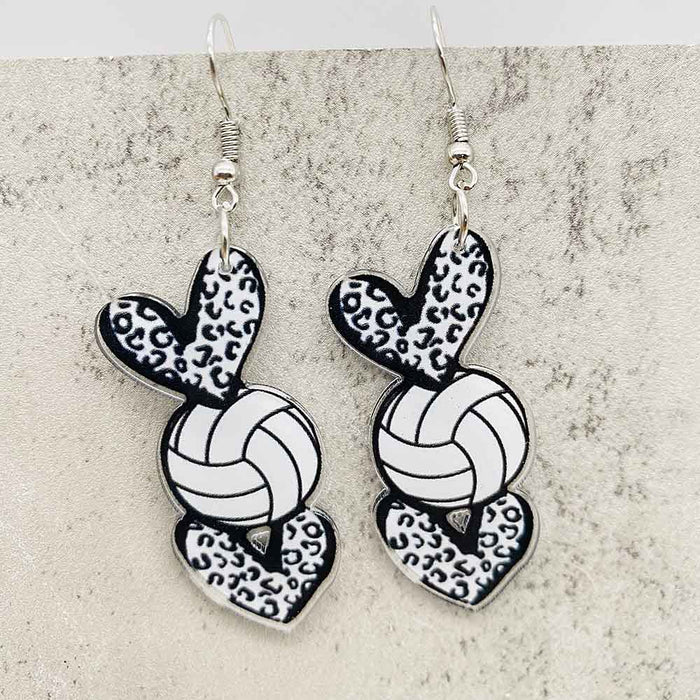 Wholesale New acrylic earrings with heart-shaped printed earrings and sports earrings