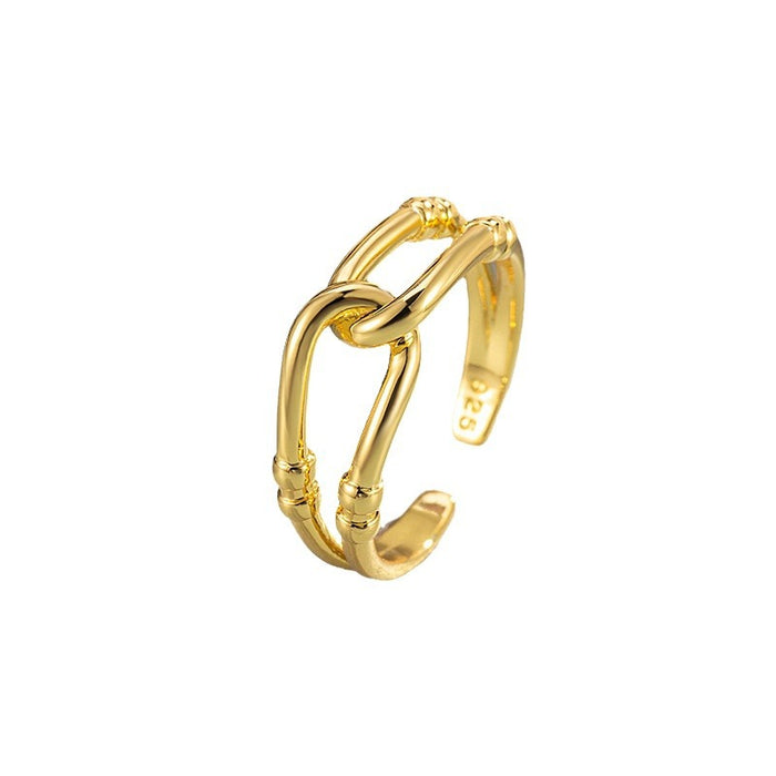 Wholesale Personalized temperament, smooth double-layer knotted winding open ring, female cool style, cross opening ring