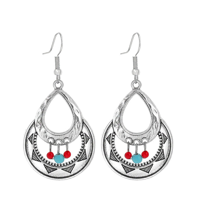 Wholesale Beach Vacation Geometric Alloy Earrings with Turquoise Acrylic Fashion Jewelry MOQ≥2