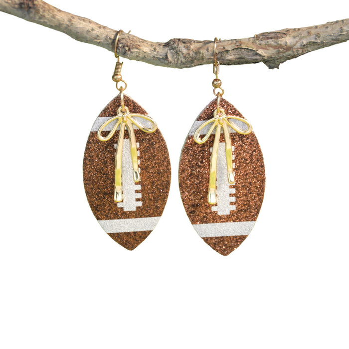 Wholesale Grete sy sequin bow earrings women' s sports style rugby earrings niche design earrings trend