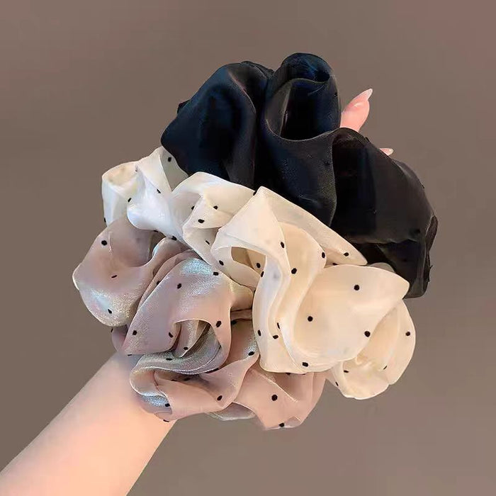 Wholesale Gentle polka dot shimmering tulle hair scrunchies
