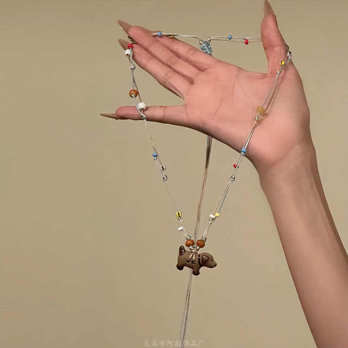 Wholesale Butterfly Beaded Double Layer Choker Necklace Trendy Fairy Jewelry Accessory