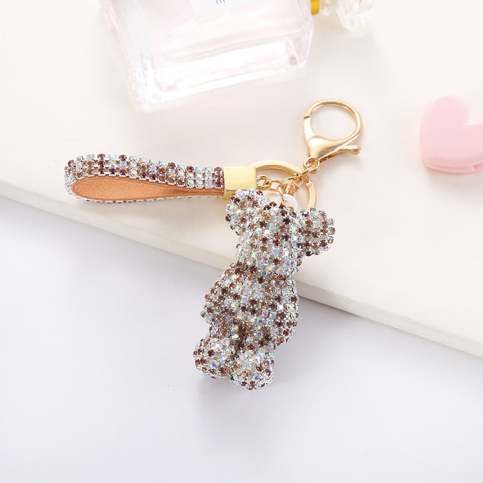 Wholesale Cartoon Rhinestone  Plush Keychain Cute Key Ring