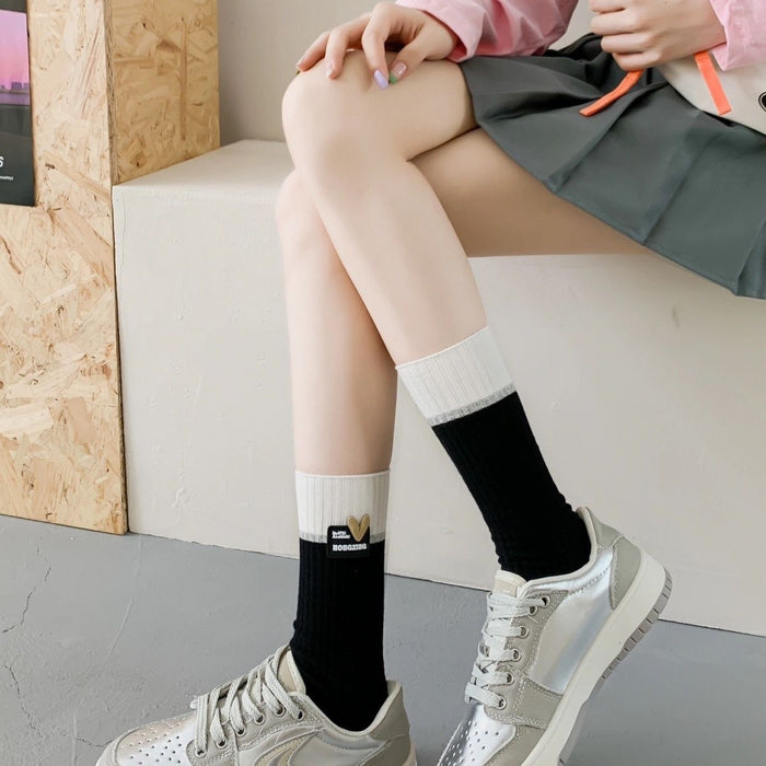 Wholesale Socks color blocked cotton pile socks color blocked heart