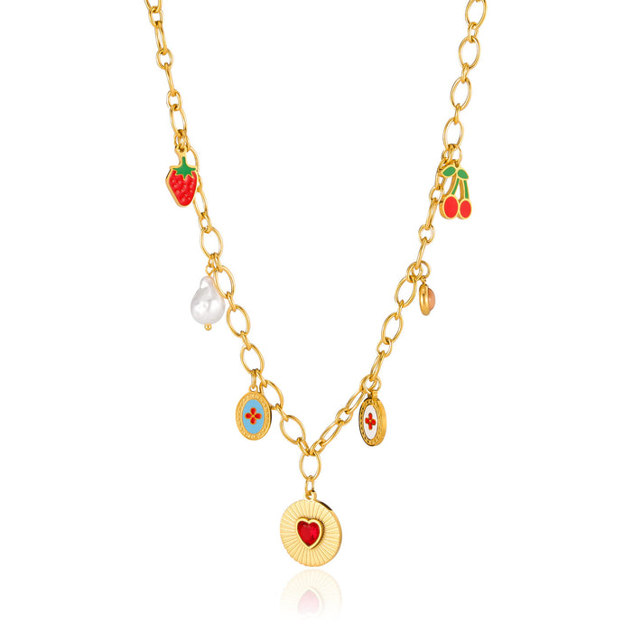 Wholesale Personalized necklace stainless steel pearl heart-shaped collarbone chain