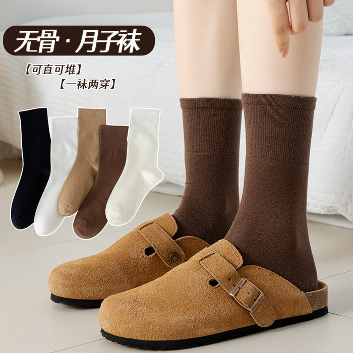 Wholesale Mid Tube Socks Confinement Short Tube Pile Socks Women's Solid Color Casual Mid Tube New Socks JDC-SK-JiaMu002