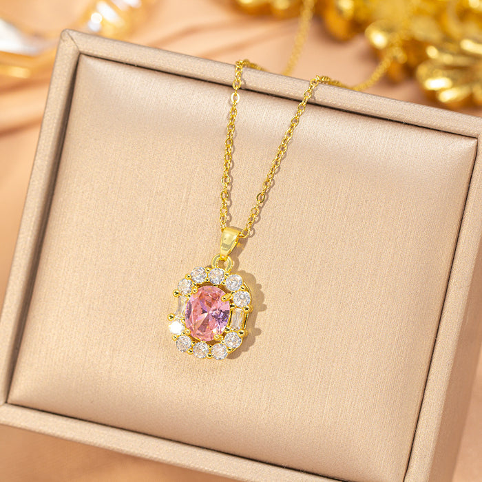 Wholesale Gold Plated Titanium Steel Floral Pendant Necklace Stylish Gift MOQ≥2