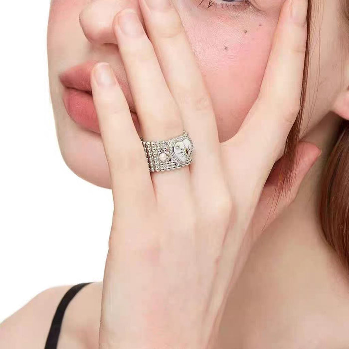 Wholesale Butterfly Star Ring Women's Pearl Oil Drop Wide Version Ring Opening Adjustable