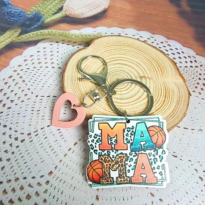 Wholesale 10PCS  Mother's Day MAMA Wooden Sign Keychain JDC-KC-TYS003