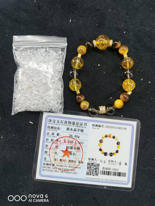 Wholesale Natural Eye Stone Yellow Crystal Design Bracelet for Women's Handstring Jewelry