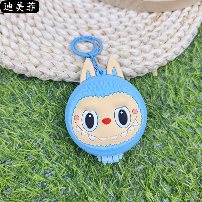 Wholesale Folding Cute Rab Cloth Dressing Mirror Keychain Pendant Girl' s Portable Cartoon Makeup Mirror Small Mirror Gift