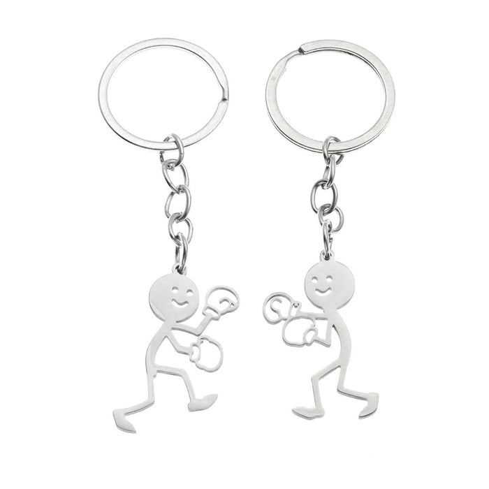 Wholesale Stainless steel keychain sports matchstick couple style keychain funny accessories