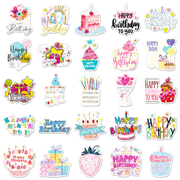 Wholesale 50 birthday glitter film laser cartoon creative stickers