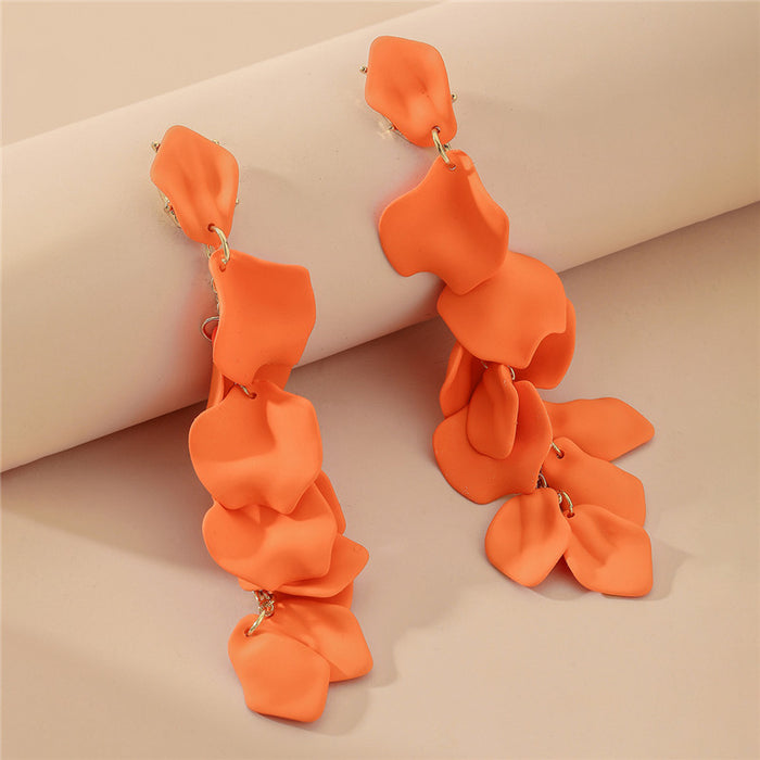 Wholesale Rose petal long tassel earrings with fashionable and elegant temperament, high-end and environmentally friendly earrings for women