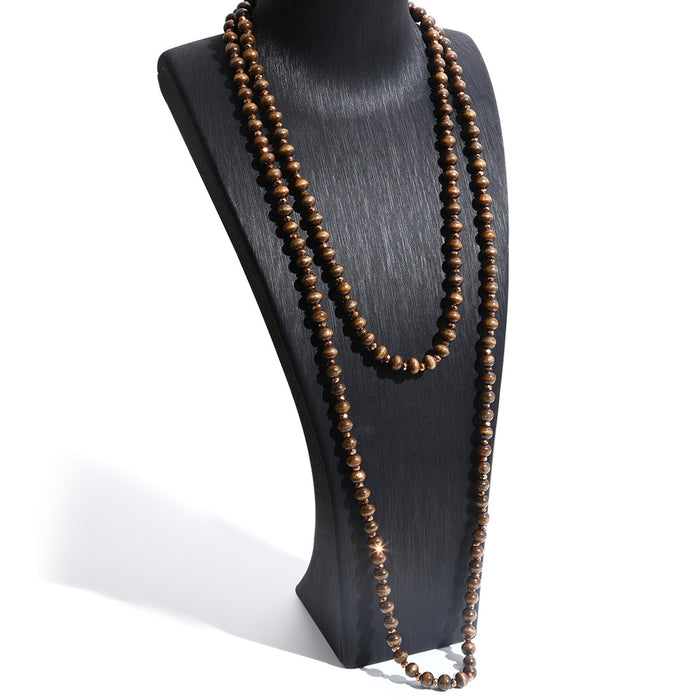 Wholesale Handmade Wood Beaded Long Necklace Boho Tassel Jewelry Accessory MOQ≥2