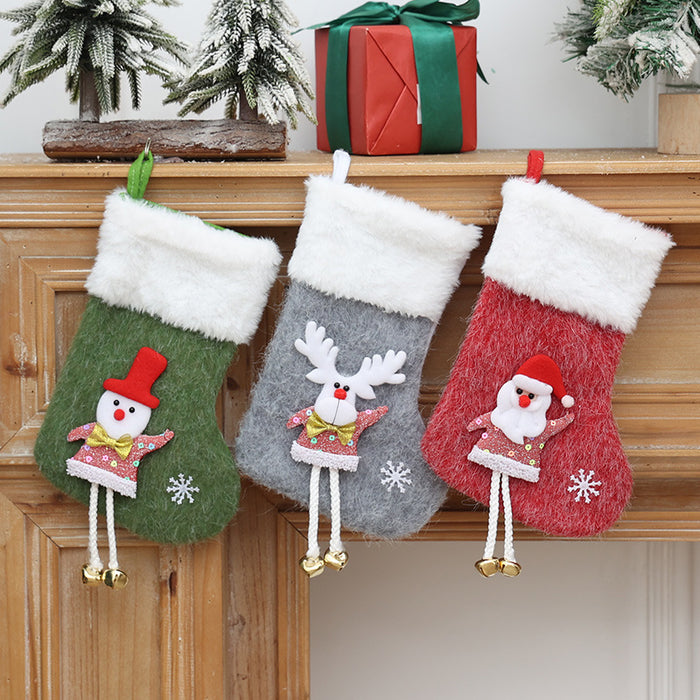 Wholesale Christmas socks Christmas candy socks cartoon with legs fireplace pendant Christmas decoration party layout ornaments