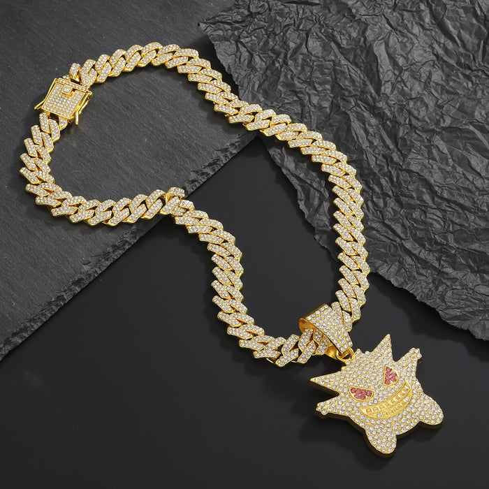 Wholesale Personalized cartoon pendant necklace with diamond inlaid Cuban chain jewelry
