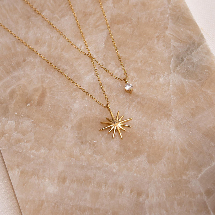 Wholesale Double Layer Gold Minimalist Zircon Star Women's Necklace Women