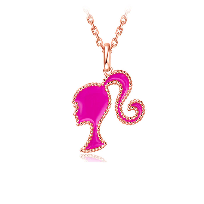 Wholesale Cartoon Cute Pink Full Diamond Dripping Glue Necklace JDC-NE-jinmiao004