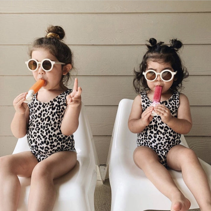 Wholesale Baby sunglasses matte children's sunglasses trendy round frame retro mocha mirror
